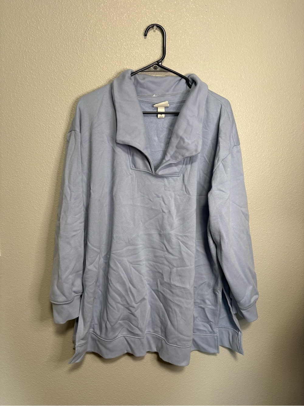 Ava & Viv Light Blue Collared Pullover Sweatshirt Plus Size 1X